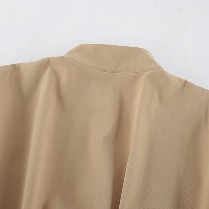 Amari – Women’s Pleated Cropped Jacket with Stand Collar