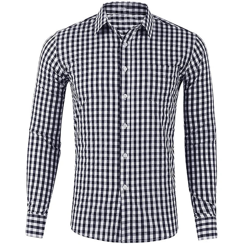 Brandon – Men’s Long Sleeve Checkered Shirt Casual Top