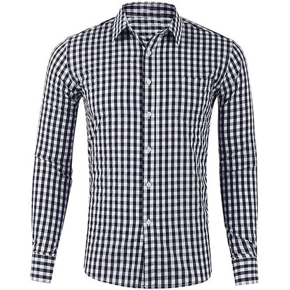 Brandon – Men’s Long Sleeve Checkered Shirt Casual Top