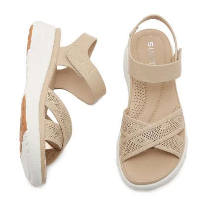 Amoura  European And American Sandals For Women Comfortable Large Size Light And Sweet Thick-Soled Sandals Soft-Soled Velcro Patch