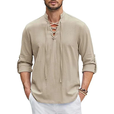 Benjamin – Men’s Cotton Linen Renaissance Pirate Shirt Long Sleeve