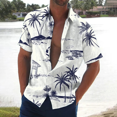 Joseph – Men’s Retro Hawaiian Shirt with Coconut Tree Print