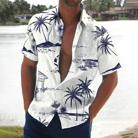 Joseph – Men’s Retro Hawaiian Shirt with Coconut Tree Print