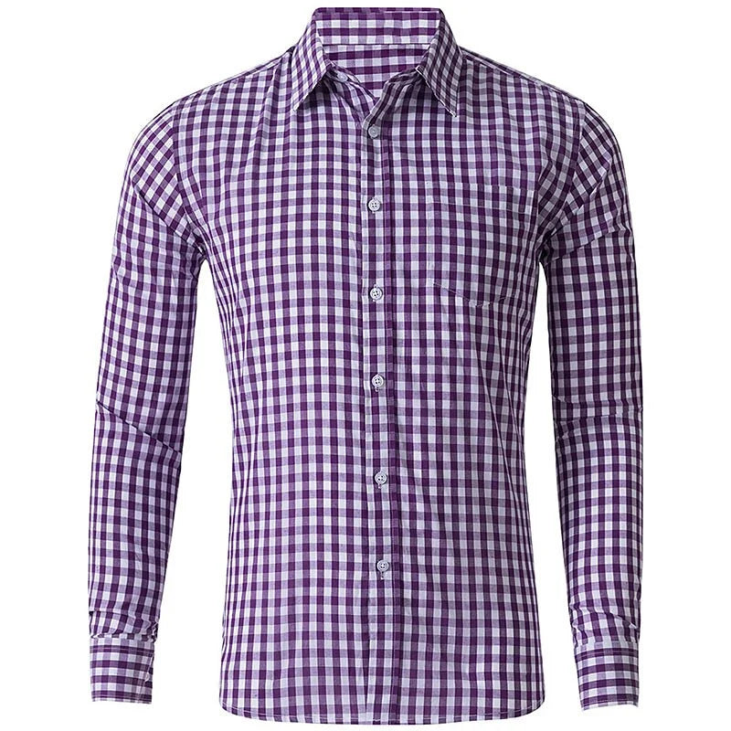 Brandon – Men’s Long Sleeve Checkered Shirt Casual Top