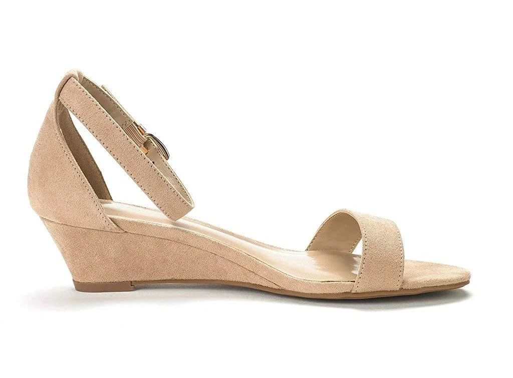 Lylah – Women’s Velvet Wedge Heels with Pointed Toe and Buckle Strap