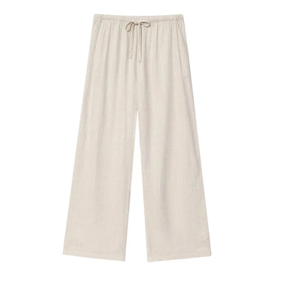 Bianca – Women’s High-Waisted Wide-Leg Linen Pants with Drawstring