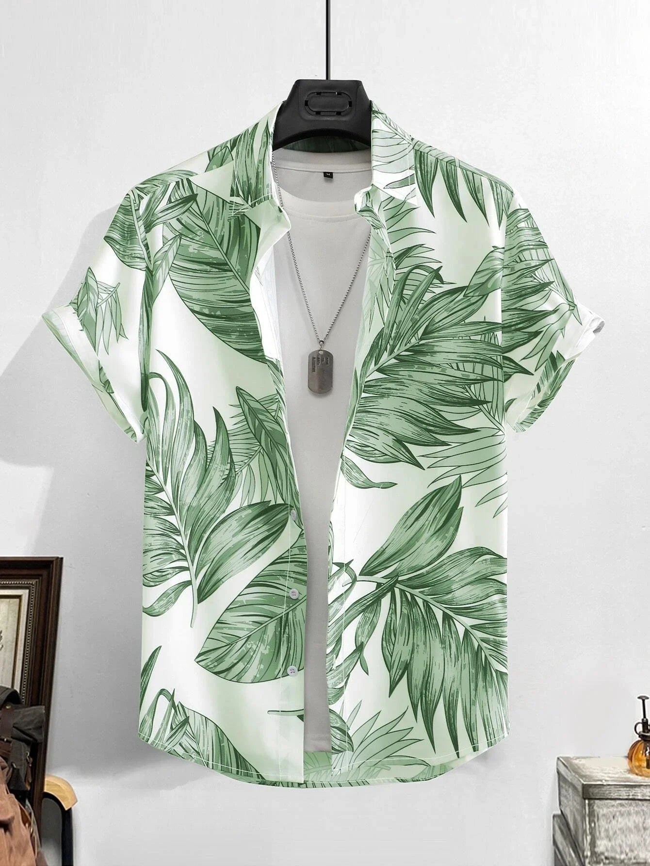 David – Men’s Tropical Print Short-Sleeve Button-Up Shirt