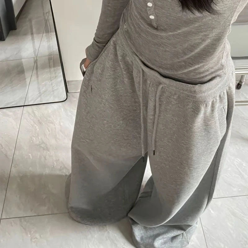 Maisie – Women’s Oversized Cotton Sweatpants High-Waisted Grey Trousers
