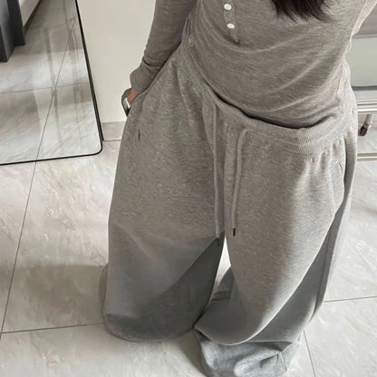 Maisie – Women’s Oversized Cotton Sweatpants High-Waisted Grey Trousers