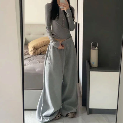 Maisie – Women’s Oversized Cotton Sweatpants High-Waisted Grey Trousers