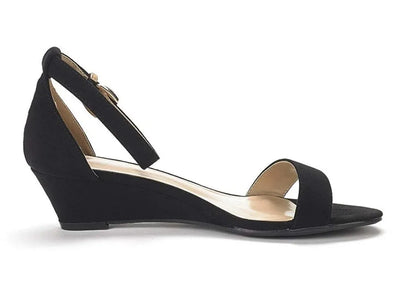 Lylah – Women’s Velvet Wedge Heels with Pointed Toe and Buckle Strap