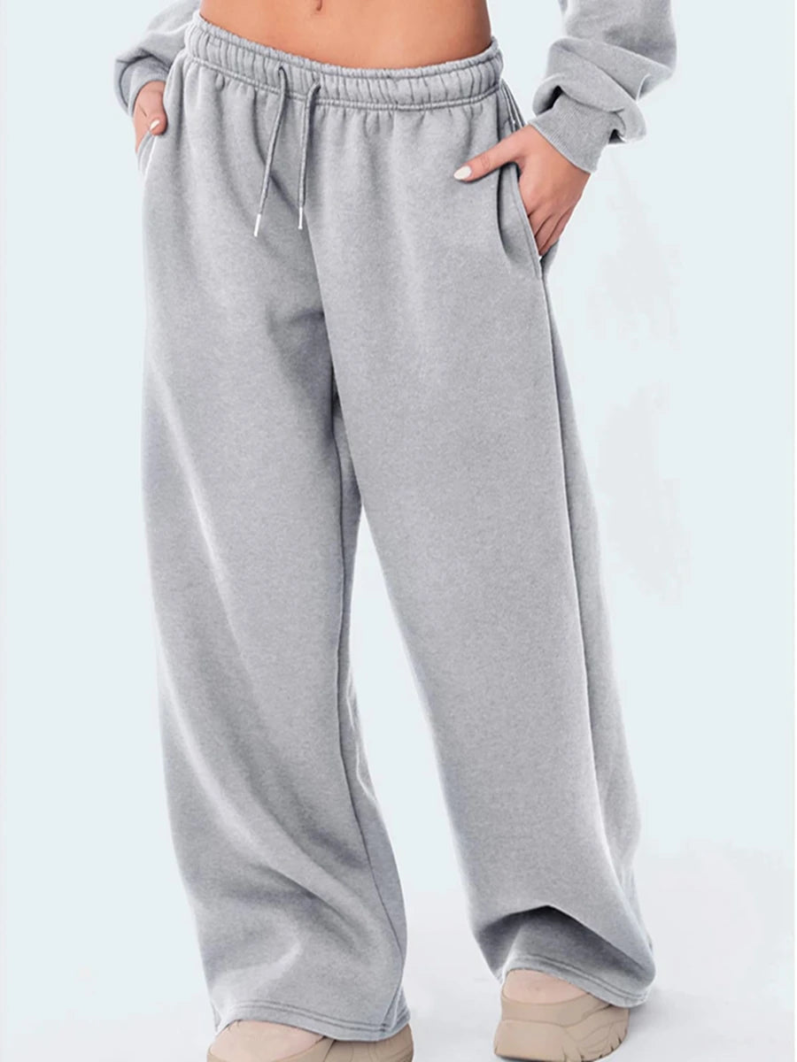 Skyler – Women’s High-Waisted Wide-Leg Fleece Sweatpants