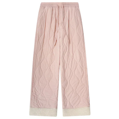 Madilynn – Women’s Pink Fleece Wide-Leg Pants with High Waist
