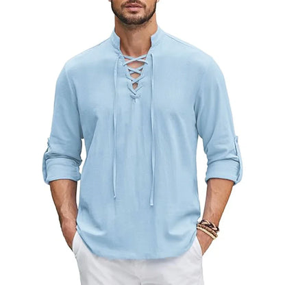 Benjamin – Men’s Cotton Linen Renaissance Pirate Shirt Long Sleeve