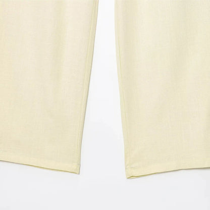 Bianca – Women’s High-Waisted Wide-Leg Linen Pants with Drawstring
