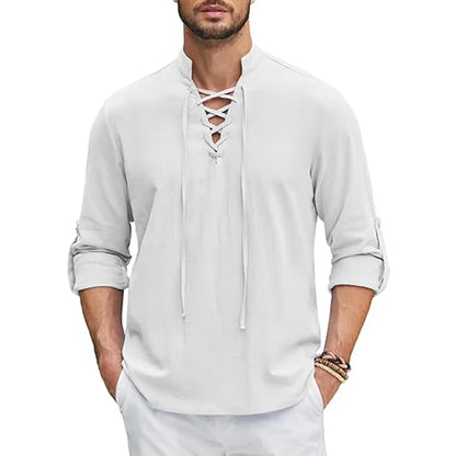 Benjamin – Men’s Cotton Linen Renaissance Pirate Shirt Long Sleeve