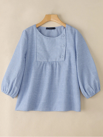 Dalia – Summer Women’s Striped O-Neck 3/4 Sleeve Loose Blouse