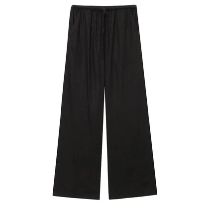 Bianca – Women’s High-Waisted Wide-Leg Linen Pants with Drawstring