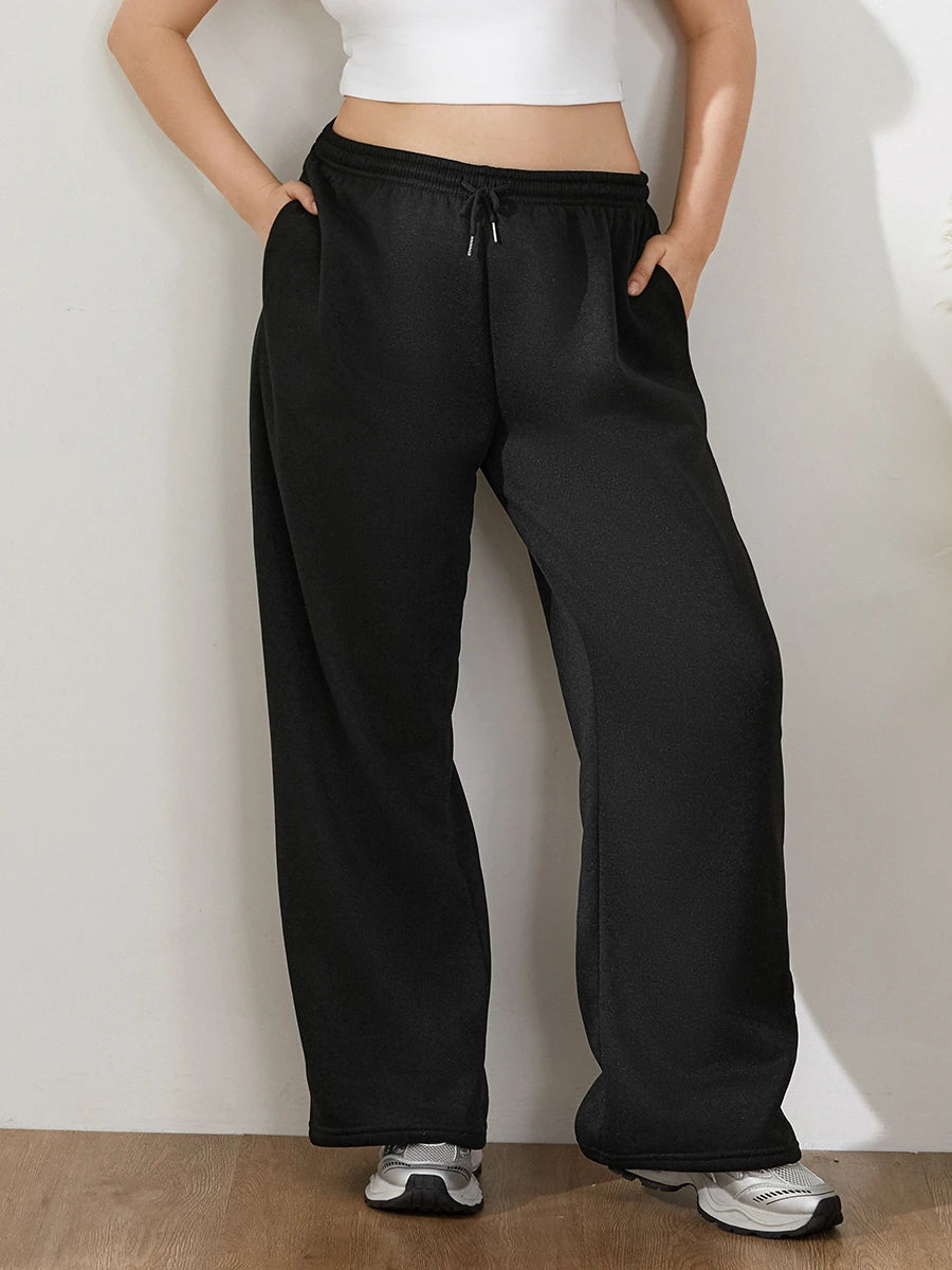 Skyler – Women’s High-Waisted Wide-Leg Fleece Sweatpants