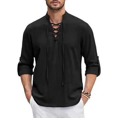 Benjamin – Men’s Cotton Linen Renaissance Pirate Shirt Long Sleeve