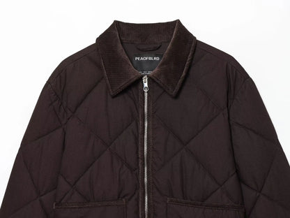 Liana – Women’s Diamond Quilted Zip-Up Jacket with Contrast Collar