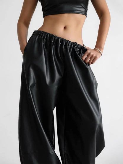 Dahlia – Women’s High-Waisted Faux Leather Balloon Pants