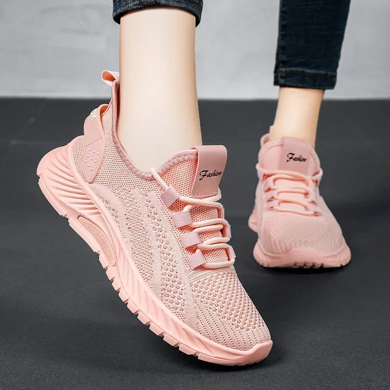 Ashlyn – Women’s Knit Mesh Breathable Casual Sneakers Lace-Up Shoes