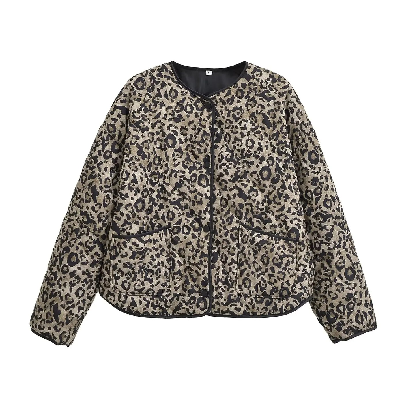 Myra – Women’s Leopard Print Oversized Jacket with Snap Buttons