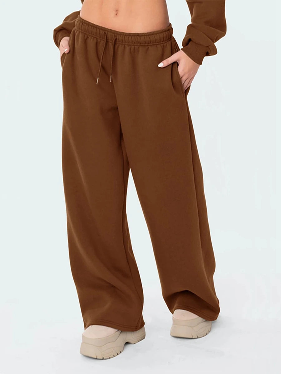 Skyler – Women’s High-Waisted Wide-Leg Fleece Sweatpants