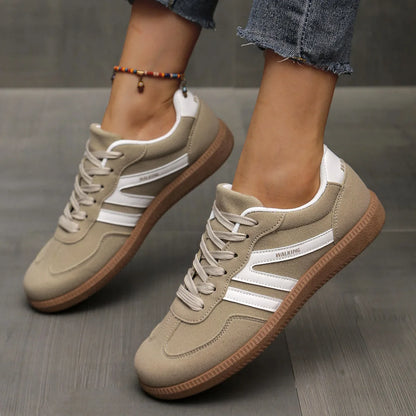 Juliette – Women’s Mixed Colour PU Leather Casual Lace-Up Sneakers