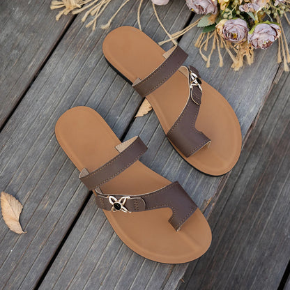 Alaya – Women’s PU Leather Slip-On Flat Sandals for Indoor & Outdoor Wear