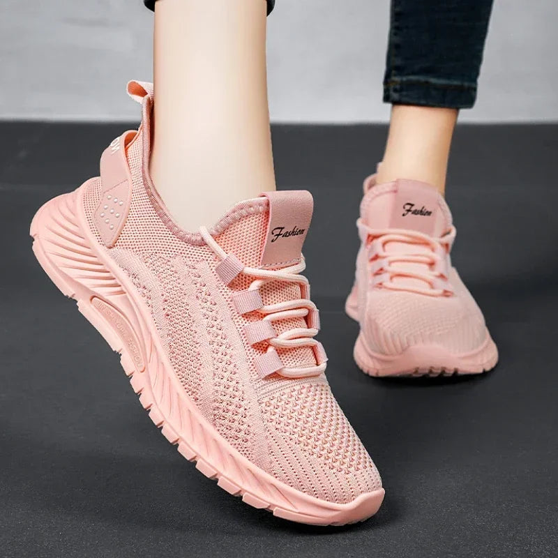 Ashlyn – Women’s Knit Mesh Breathable Casual Sneakers Lace-Up Shoes
