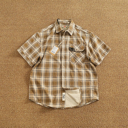 William – Men’s Cotton Plaid Short Sleeve Casual Work Shirt