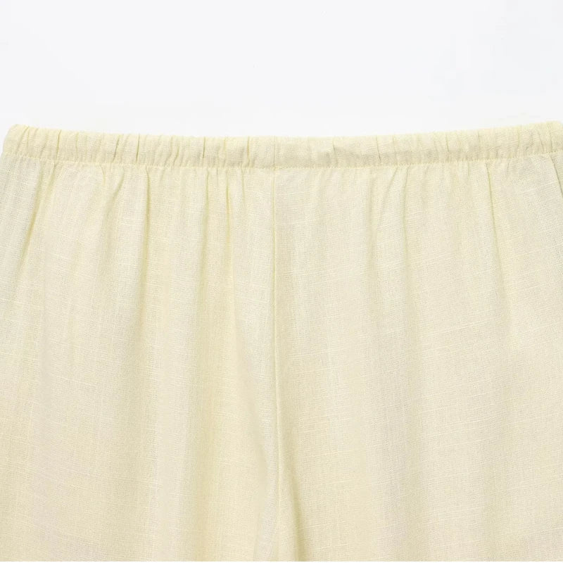 Bianca – Women’s High-Waisted Wide-Leg Linen Pants with Drawstring
