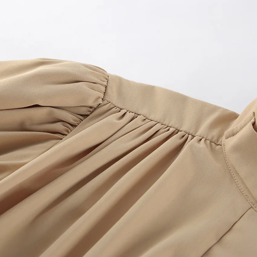 Amari – Women’s Pleated Cropped Jacket with Stand Collar