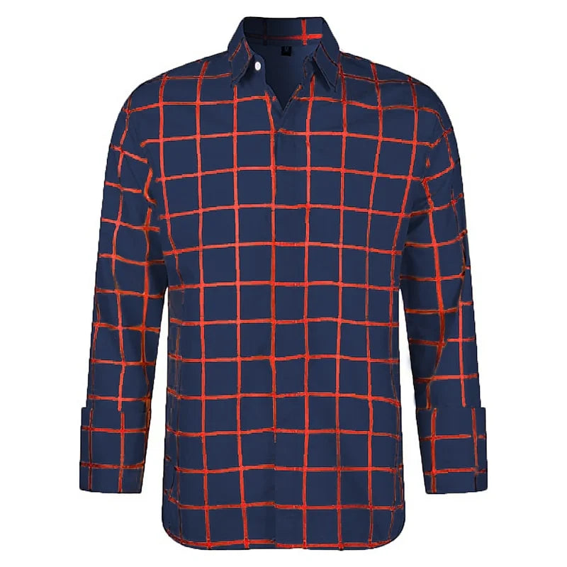 Brandon – Men’s Long Sleeve Checkered Shirt Casual Top