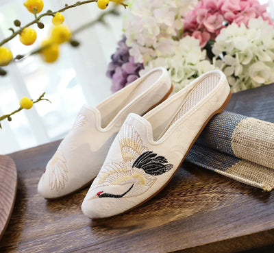 Women’s Summer Embroidered Canvas Slippers – Vintage Ethnic Streetwear