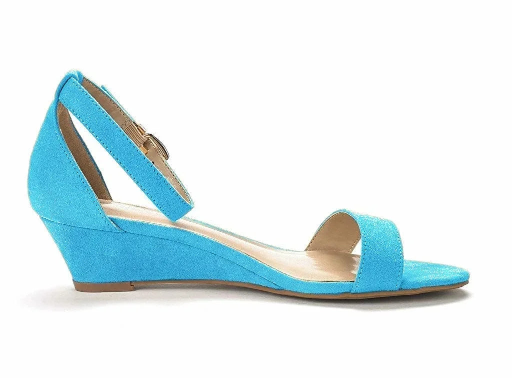 Lylah – Women’s Velvet Wedge Heels with Pointed Toe and Buckle Strap