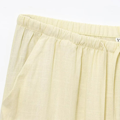 Bianca – Women’s High-Waisted Wide-Leg Linen Pants with Drawstring