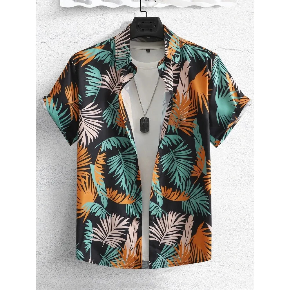 David – Men’s Tropical Print Short-Sleeve Button-Up Shirt