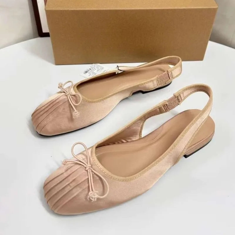 Belinda – Women’s Elegant Silk Mary Jane Flats with Square Toe