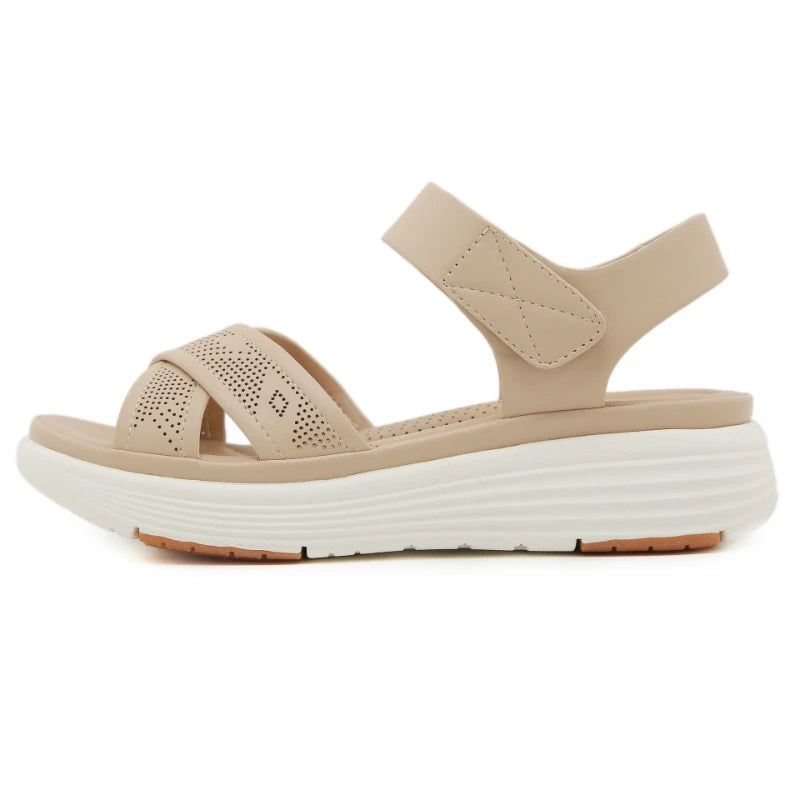 Amoura  European And American Sandals For Women Comfortable Large Size Light And Sweet Thick-Soled Sandals Soft-Soled Velcro Patch