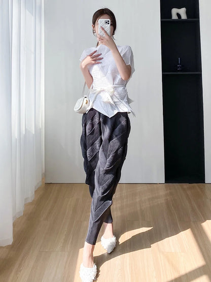 Jada – Women’s Pleated Tapered Pants with Elastic Waist