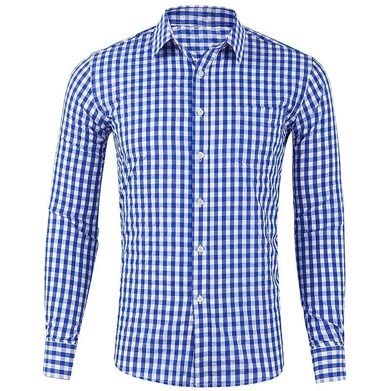 Brandon – Men’s Long Sleeve Checkered Shirt Casual Top