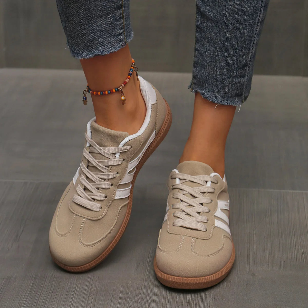 Juliette – Women’s Mixed Colour PU Leather Casual Lace-Up Sneakers