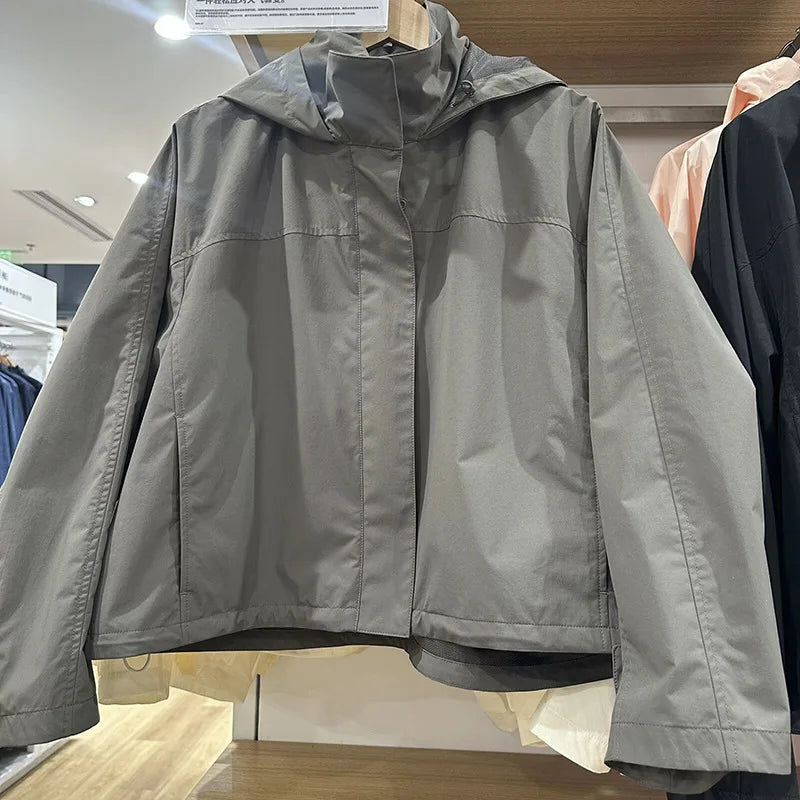 Sabrina – Women’s Windproof Cocoon Jacket with Hood and Stand Collar