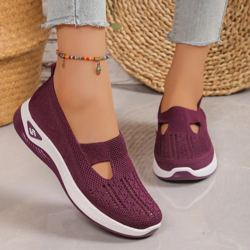 Breathable Mesh Women’s Sneakers – Lightweight Slip-On Walking Shoes