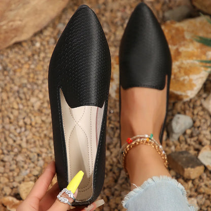 Clarice – Women’s PU Leather Loafers Pointed Toe Low Heel Flats