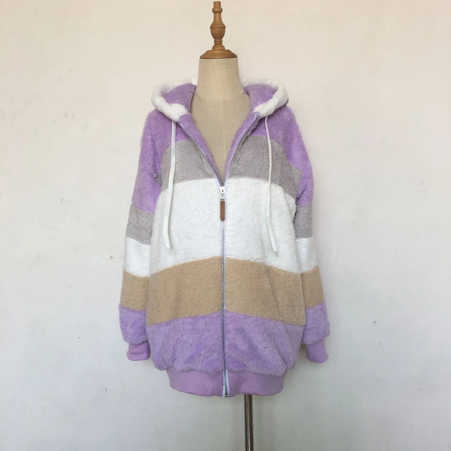 Celeste – Women’s Fleece Hooded Jacket with Patchwork Design