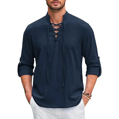 Benjamin – Men’s Cotton Linen Renaissance Pirate Shirt Long Sleeve
